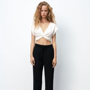 Zara NWT linen crop top
